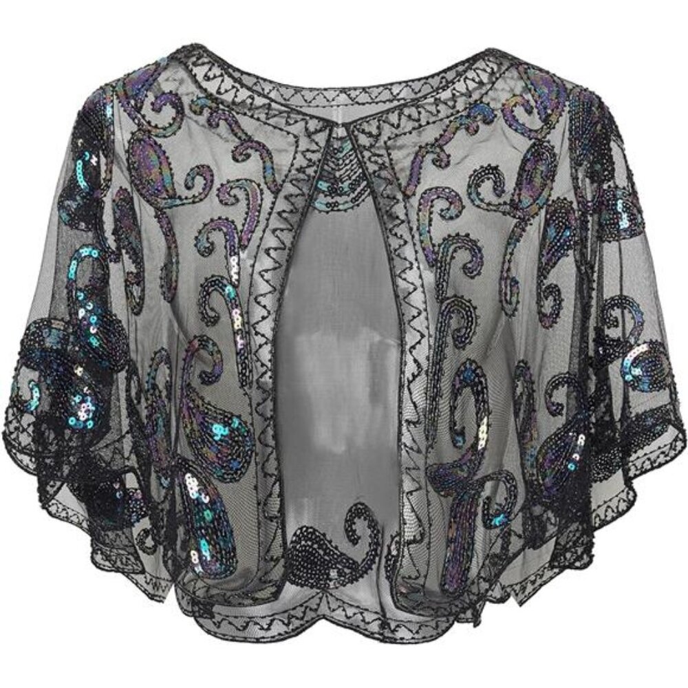 Shawl Wraps Sequin Beaded Cape Colorful